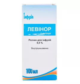 Левинор раствор для инфузий 0.5% по 100 мл в бутылке