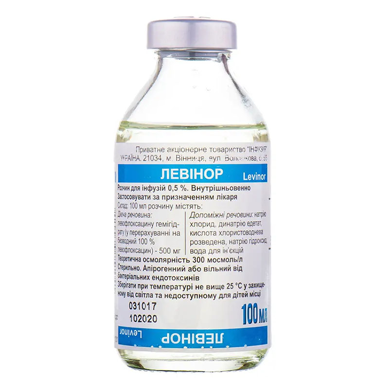 Левінор розчин для інфузій 0.5% по 100 мл у пляшці