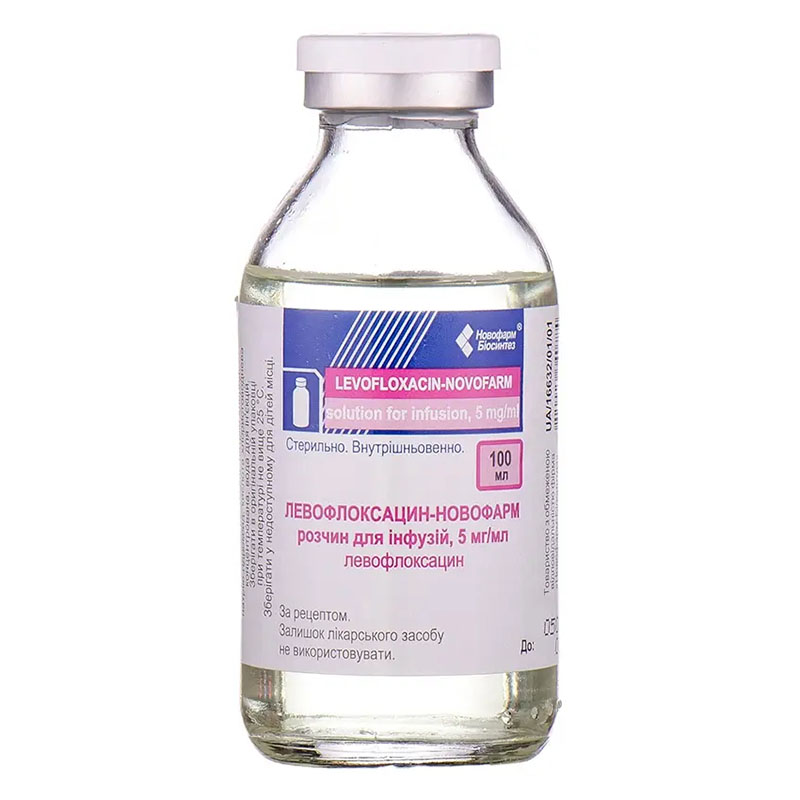 Левофлоксацин розчин для інфузій 5 мг/мл по 100 мл у пляшці 1 шт. - Новофарм