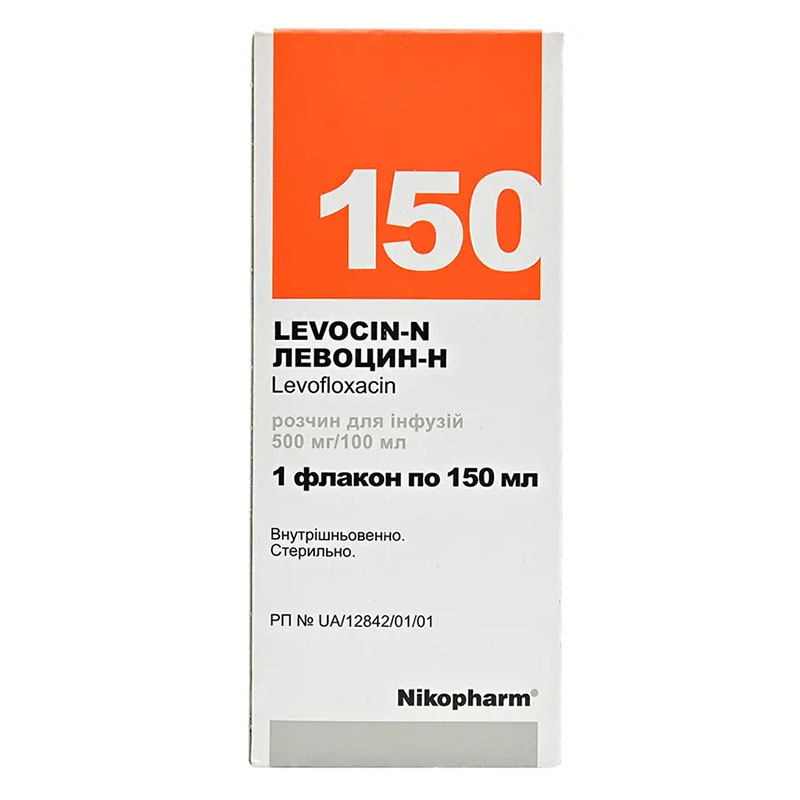 Левоцин-Н раствор для инфузий 500 мг/100 мл по 150 мл во флаконе Левоцин-Н раствор для инфузий 500 мг/100 мл по 150 мл во флаконе