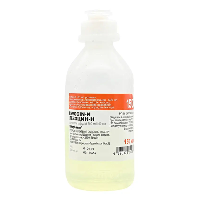 Левоцин-Н розчин для інфузій 500 мг/100 мл по 150 мл у флаконі