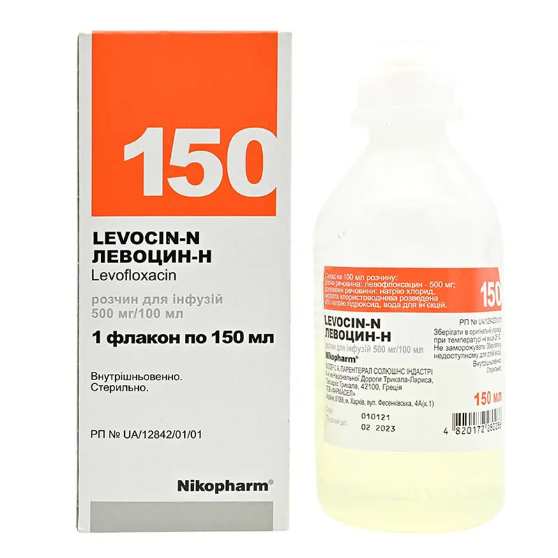 Левоцин-Н розчин для інфузій 500 мг/100 мл по 150 мл у флаконі