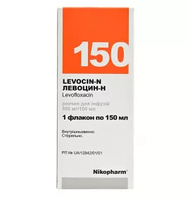 Левоцин-Н розчин для інфузій 500 мг/100 мл по 150 мл у флаконі