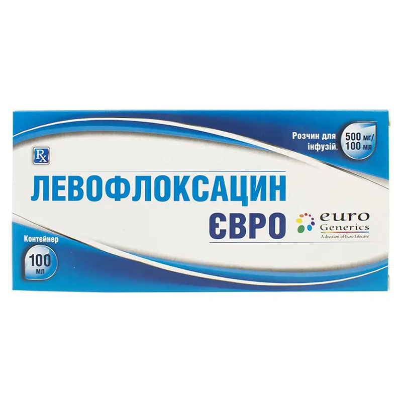 Левофлоксацин Евро розчин для інфузій 500 мг/100 мл по 100 мл у контейнері