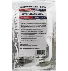 Левофлоксацин-Віста розчин для інфузій 5 мг/мл по 100 мл у контейнері