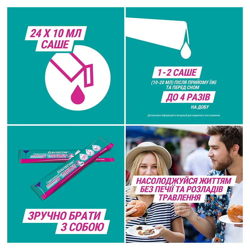 Гавискон двойного действия суспензия по 10 мл в саше 24 шт.
