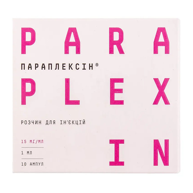 Параплексин раствор для инъекций 15 мг/мл в ампулах по 1 мл 10 шт. (5х2) Параплексин раствор для инъекций 15 мг/мл в ампулах по 1 мл 10 шт. (5х2)