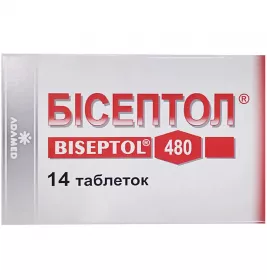 Бісептол таблетки по 400 мг/80 мг 14 шт.