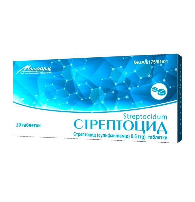 Стрептоцид таблетки по 500 мг 20 шт. - Монфарм