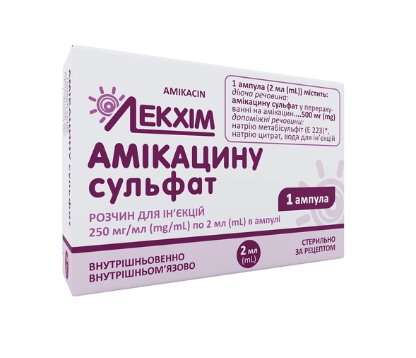 Амікацину порошок сульфат по 1 г у флаконі 1 шт.