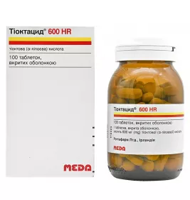 Тіоктацид 600 HR таблетки по 600 мг 100 шт. у флаконі