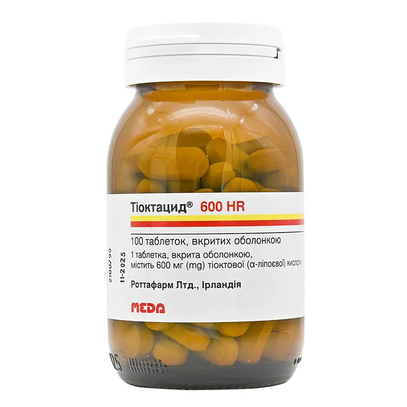 Тіоктацид 600 HR таблетки по 600 мг 100 шт. у флаконі