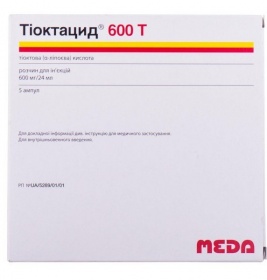 Тіоктацид 600Т розчин для ін'єкцій 600 мг в ампулах по 24 мл 5 шт.