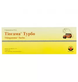 Тиогамма турбо раствор для инфузий 1.2% по 50 мл во флаконе 10 шт.