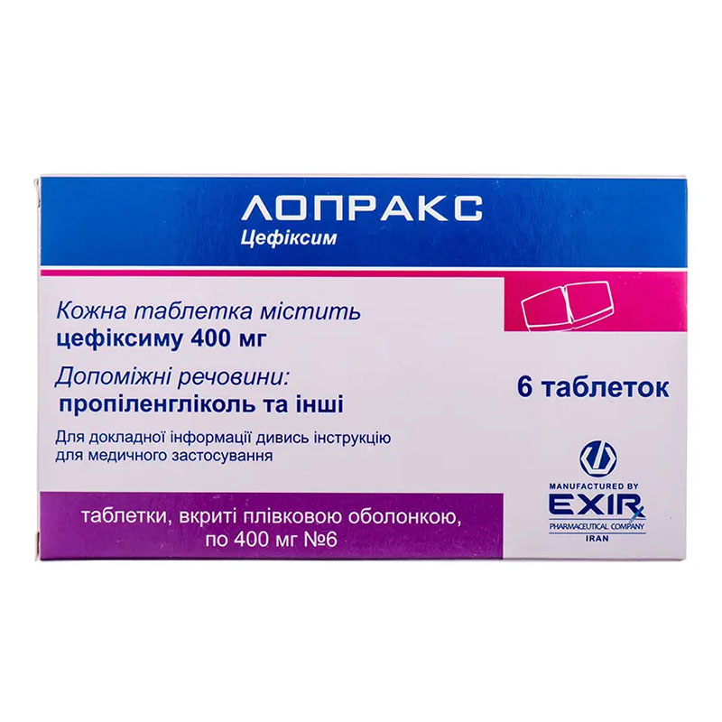 Лопракс таблетки, в/плів. обол. по 400 мг 6 шт.