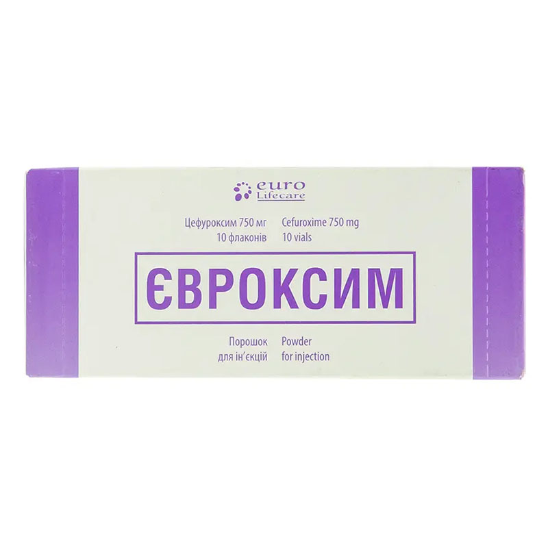 Євроксим порошок по 750 мг у флаконі 10 шт.