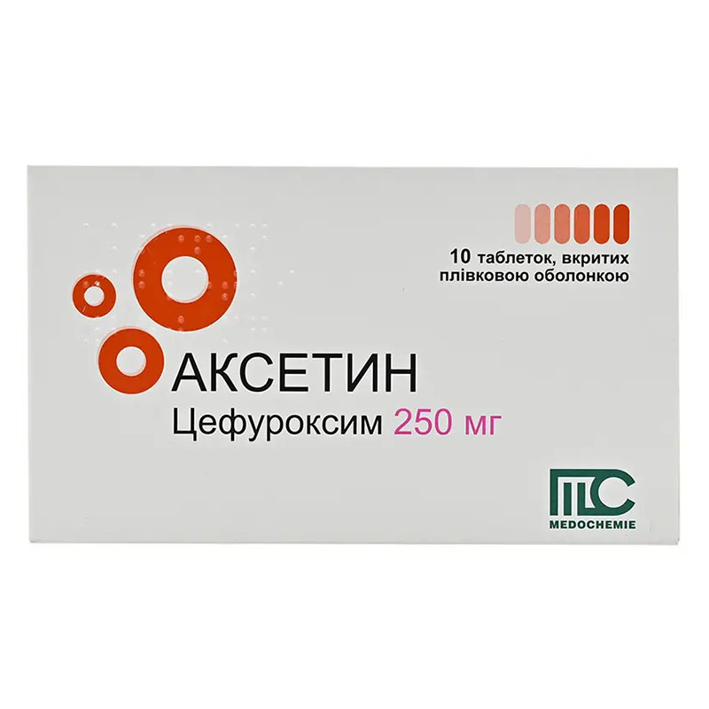Аксетин таблетки по 250 мг 10 шт. (10х1) Аксетин таблетки по 250 мг 10 шт. (10х1)