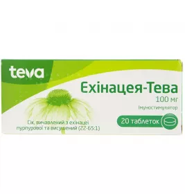 Ехінацея-Тева таблетки по 100 мг 20 шт. (10х2)
