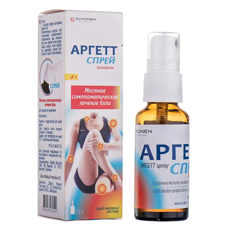 Аргетт спрей розчин 4% по 25 г у флаконі