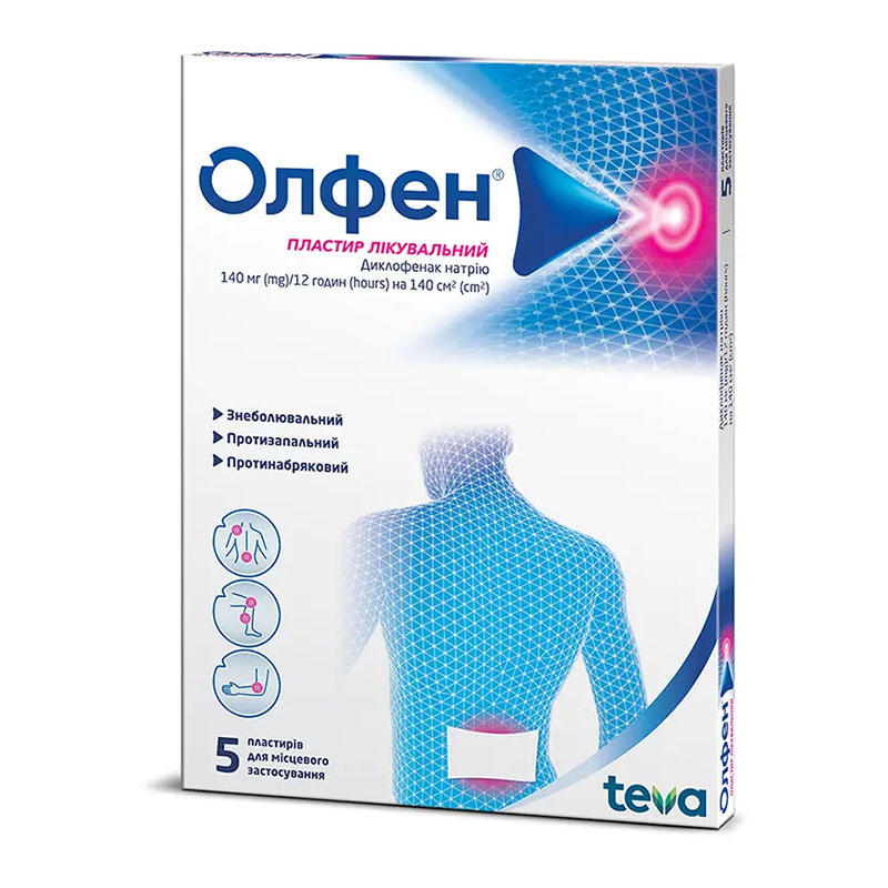 Олфен пластир по 140 мг/12 год (140 см2) 5 шт. (5х1)
