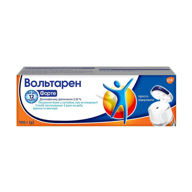 Вольтарен форте емульгель 2.32% по 100 г у тубах
