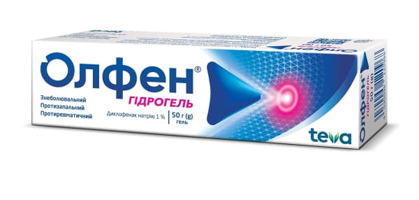 Олфен гідрогель гель 1% по 50 г у тубах