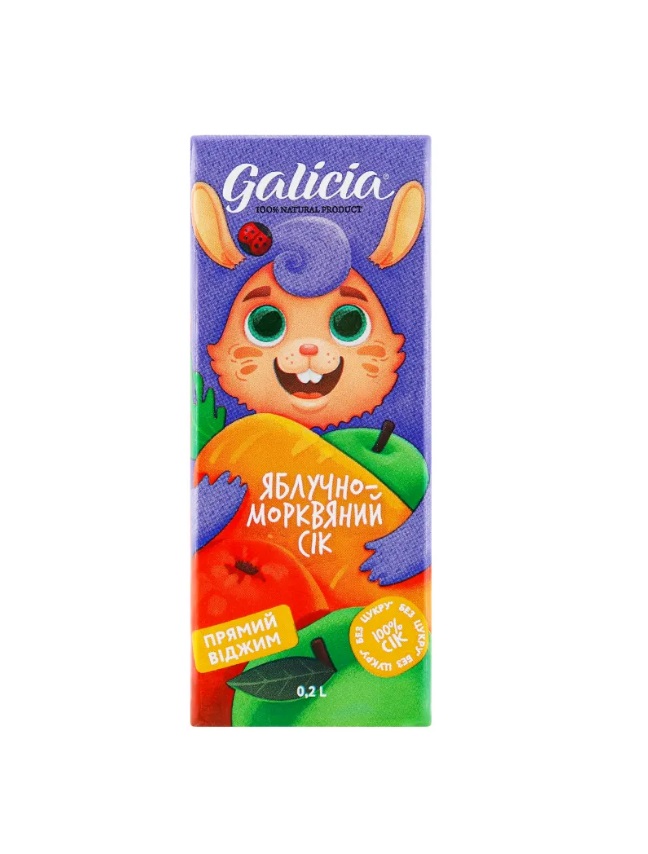 Сок Galicia Яблоко-морковь ТП 0,2л Сок Galicia Яблоко-морковь ТП 0,2л