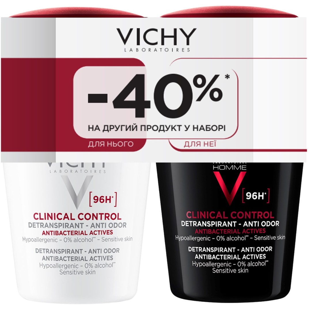 *Промо-набір Vichy Клінікал Контрол дезодорант 96 год чоловіча та жіноча 50 мл + 50 мл 2022