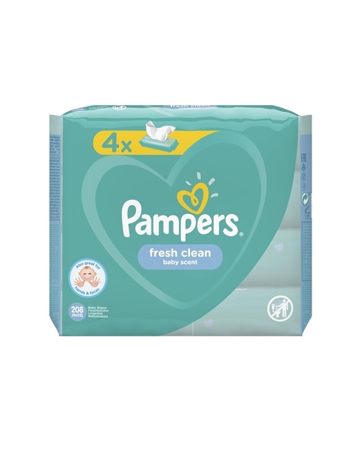 Салфетки влажные Pampers детские Fresh Clean 4*52шт Салфетки влажные Pampers детские Fresh Clean 4*52шт