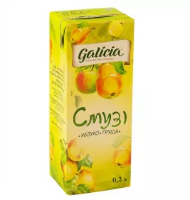 Смузі Galicia Яблуко-груша з м'якіттю ТП 0,2л