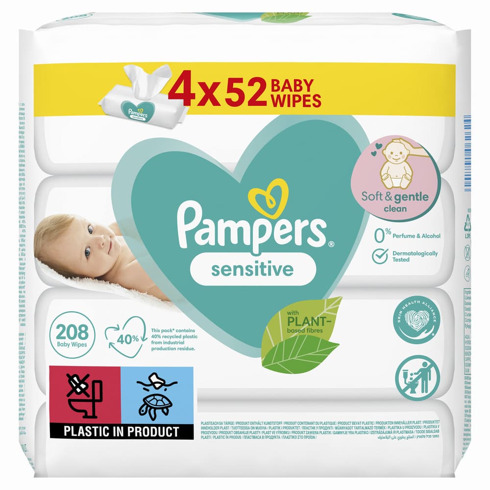 Салфетки влажные Pampers детские Sensitive 4*52шт Салфетки влажные Pampers детские Sensitive 4*52шт