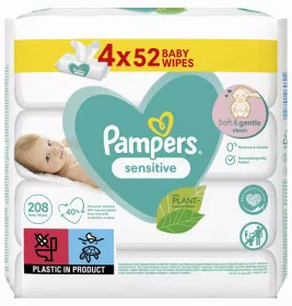 PAMPERS серветки дитячі Sensitive 4*52шт