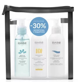 Набір BABE №2: Міцелярній гель + Дермасептичне мило + Екстрам'який шампунь у тревел форматах