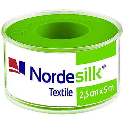 *Лейкопластир NORDEPLAST НордеСілк медичний текстильний котушка 2,5см*5м (пластик)