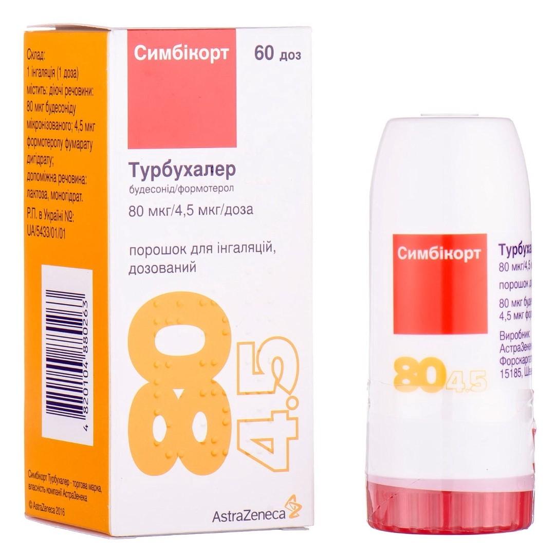 Симбікорт Турбухалер порошок 80 мкг/4,5 мкг по 60 доз в інгаляторі
