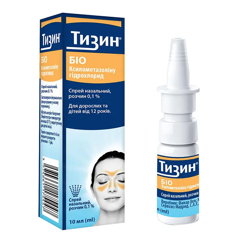 Тизин БІО спрей назальний 0,1% по 10 мл у флаконі 1 шт.
