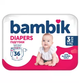 Bambik подгузники детские Medium 3 Midi (4-9кг) 36шт