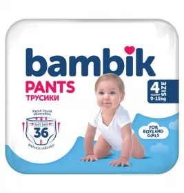 Bambik подгузники-трусики детские 4 (9-15кг) 36шт