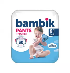 Bambik підгузки-трусики дитячі 6 (15+кг) 30шт