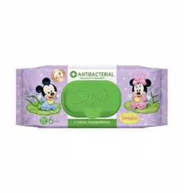 *Smile салфетки влажные Baby Antibacterial №60 клапан