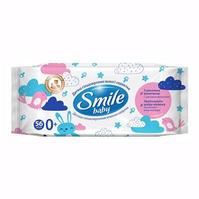 *Smile салфетки влажные Baby с рисовым молочком 56шт *Smile салфетки влажные Baby с рисовым молочком 56шт