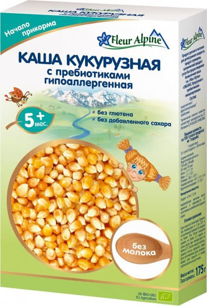 *Fleur Alpine каша безмолочная кукурузная с пребиотиками ГА 5+ 175г *Fleur Alpine каша безмолочная кукурузная с пребиотиками ГА 5+ 175г