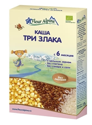 *Fleur Alpine каша безмолочная три злака 6+ 175г