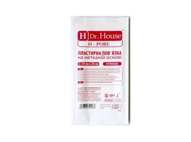 *Пов'язка пласт. H Dr.House Н-Pore 10 см*20 см неткана основа