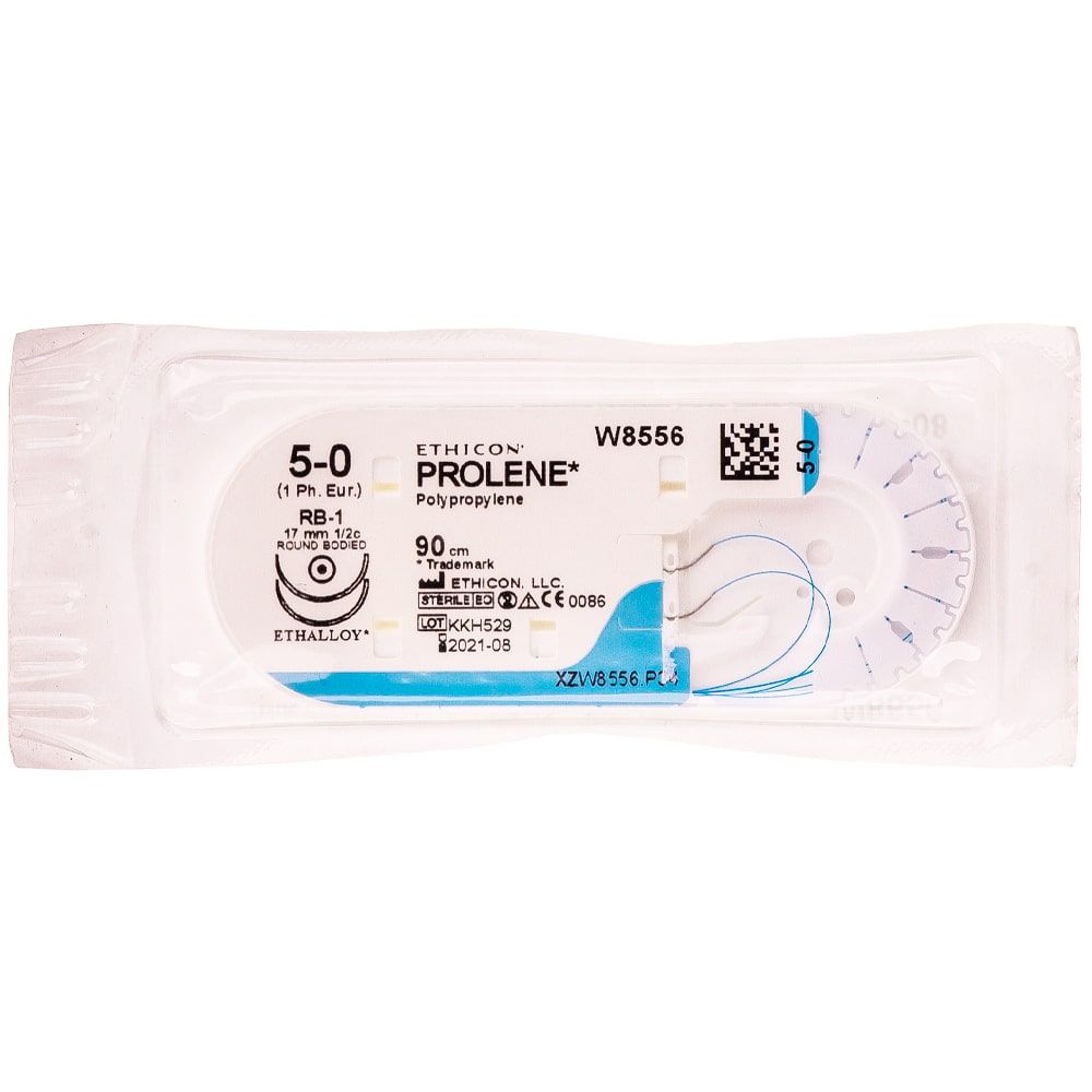 *Пролен 5/0 W8556 две колющ иглы 17мм 1/2 круга дл. 90cм *Пролен 5/0 W8556 две колющ иглы 17мм 1/2 круга дл. 90cм