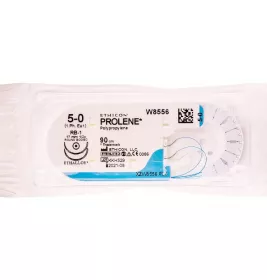 *Пролен 5-0 дл. 90cм. две колющ иглы 17мм 1/2 круга W8556