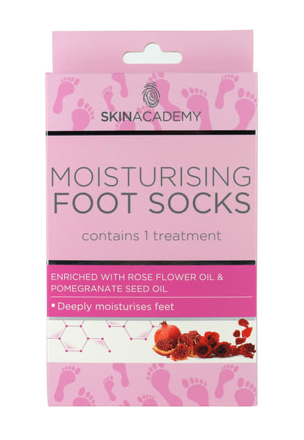 *Skin Academy носки д/ног увлажняющие Rose Flower Oil-Pomegranate Seed Oil