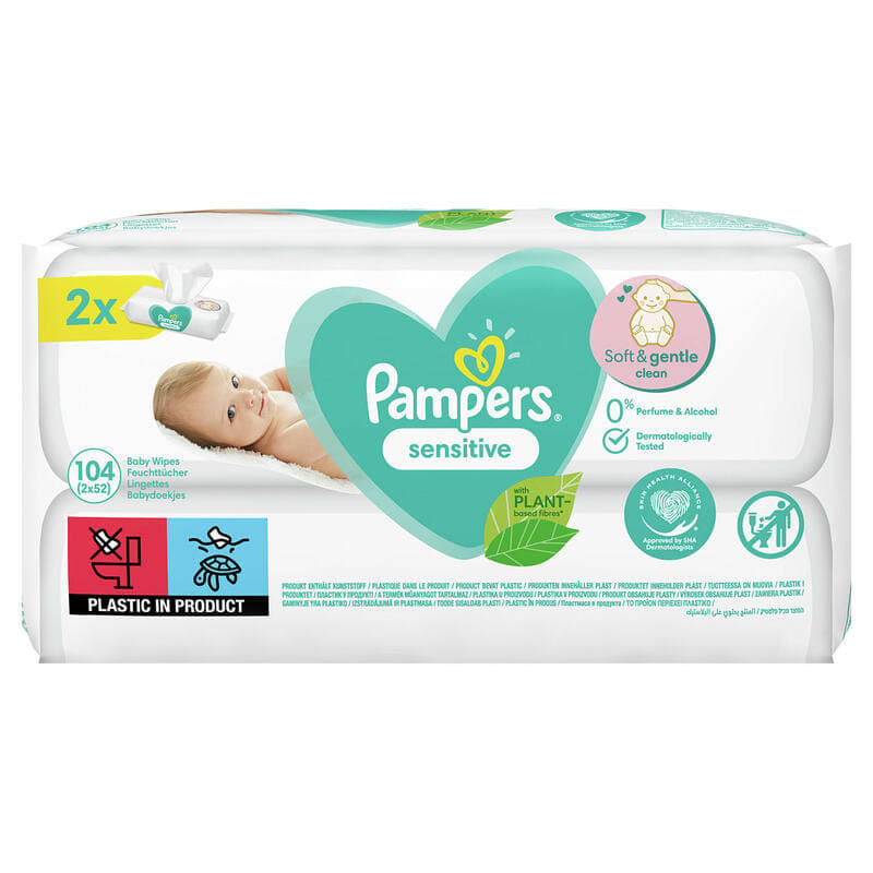 *PAMPERS серветки дитячі Sensitive 2*52шт