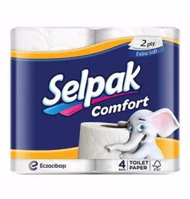 *Selpak Comfort Туалетная бумага двухслойная, белая, 4 рулона