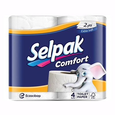 *Selpak Comfort Туалетний папір двохшаровий, білий, 4 рулони